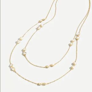 J. Crew Ava Double Strand Necklace Pearl Gold